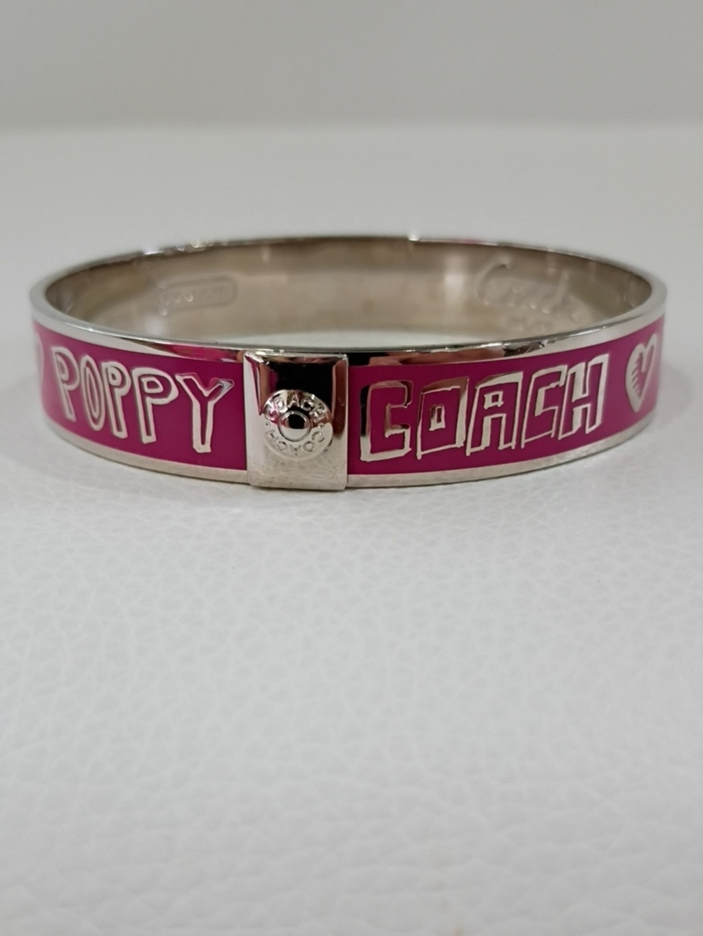 Coach Pink 'Poppy' Enamel Bangle Bracelet